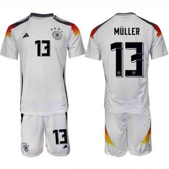 Men Germany 13 Thomas M FCller White 2024 25 Home Soccer Jersey Suit